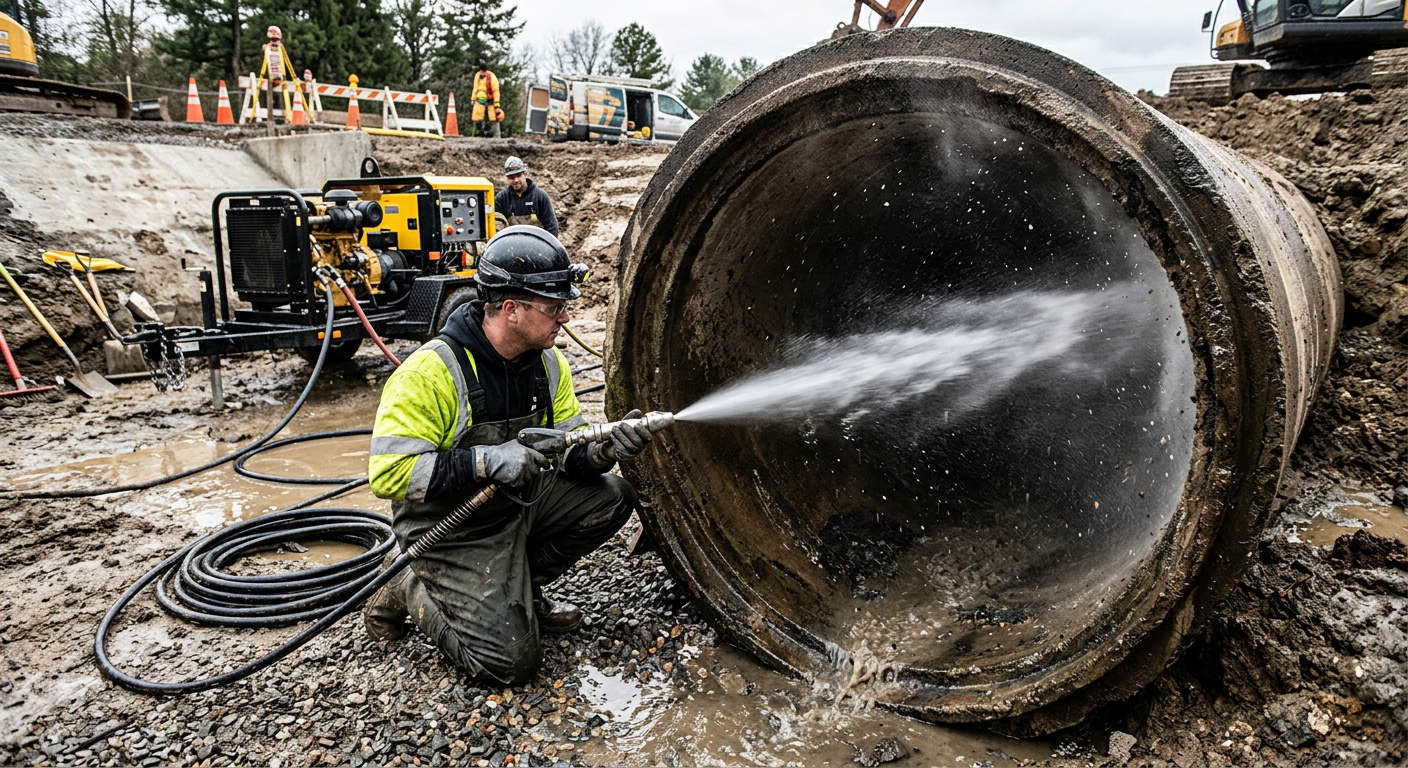 Hydrocurage haute pression pour débouchage de canalisation à Chatou